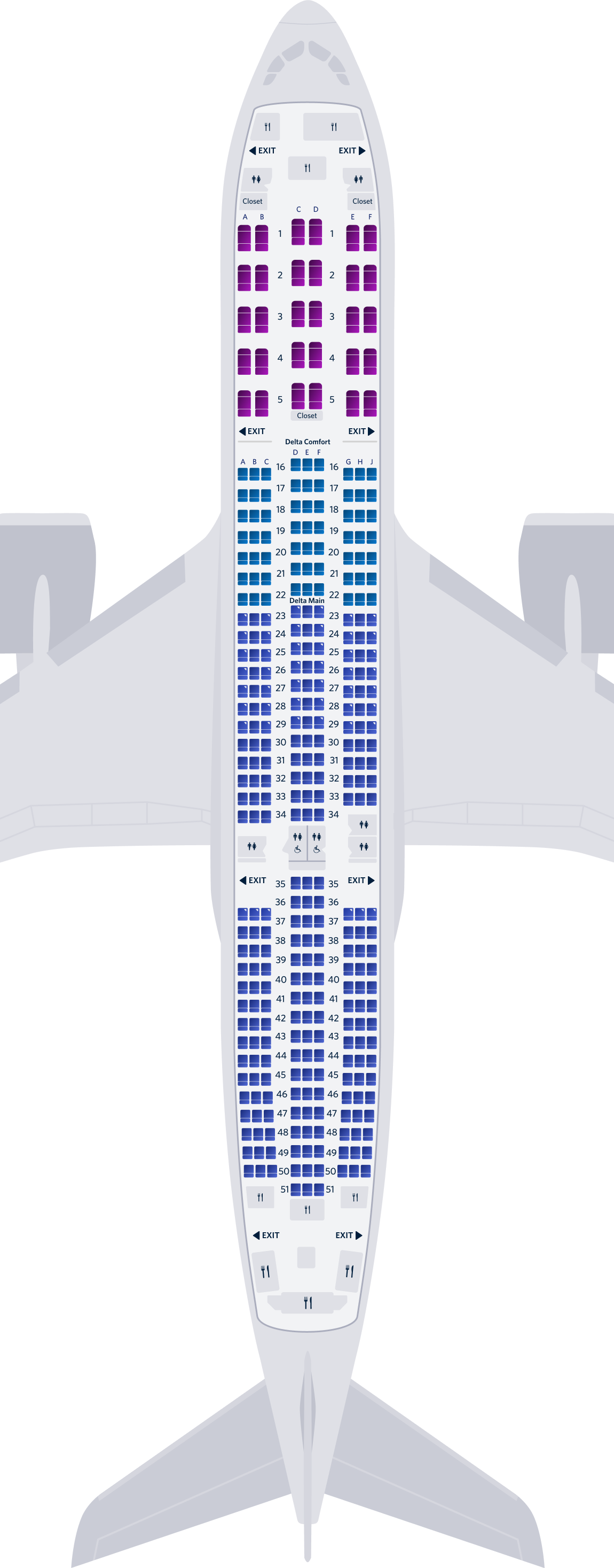 에어버스 A350-900 3-객실 좌석 배치도