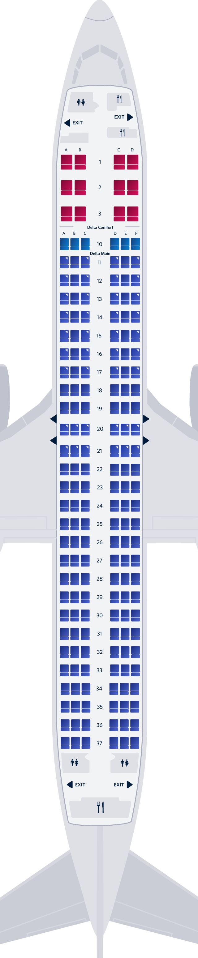 Mapa de assentos do Boeing 737-900-73J Mapa de assentos do Boeing 737-900-73J