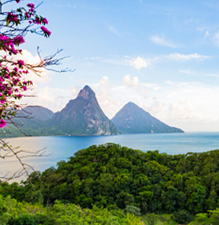 Pitons in the ocean in St. Lucia.